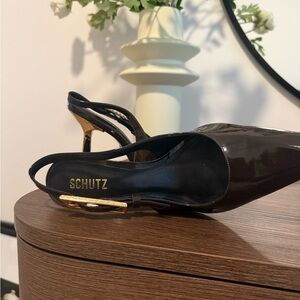 Schutz Brown and Gold Women's Heels